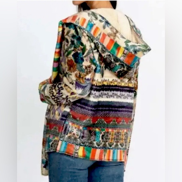 NWT Johnny Was Sherpa Hoodie Jacket Very Unique and Colorful Size XLarge - Picture 7 of 16